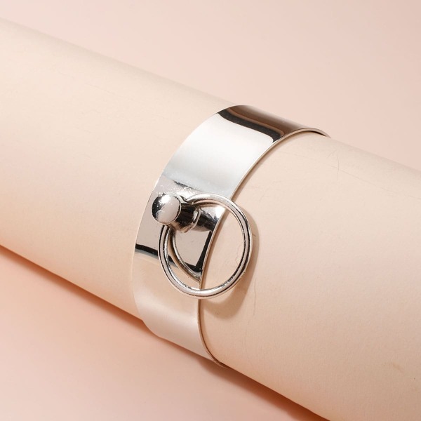 

Circle Decor Cuff Bangle, Silver