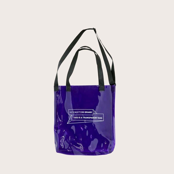 

Men Letter Graphic Clear Tote Bag, Purple