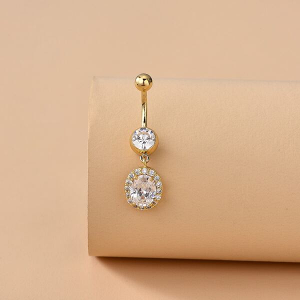 

Rhinestone Round Belly Bar, Gold
