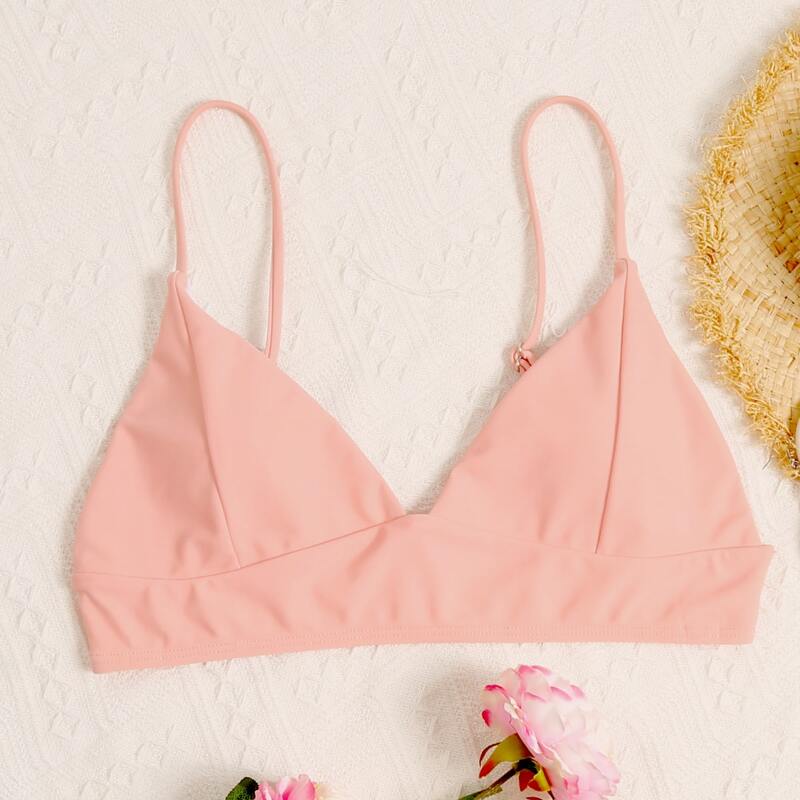 

Seam Detail Bikini Top, Pastel coral pink