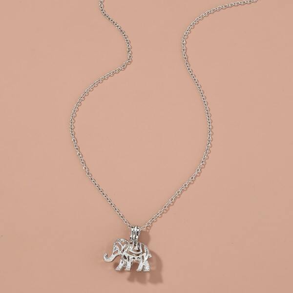 

Elephant Charm Necklace, Silver