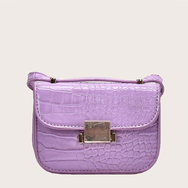 

Mini Croc Embossed Crossbody Bag, Purple