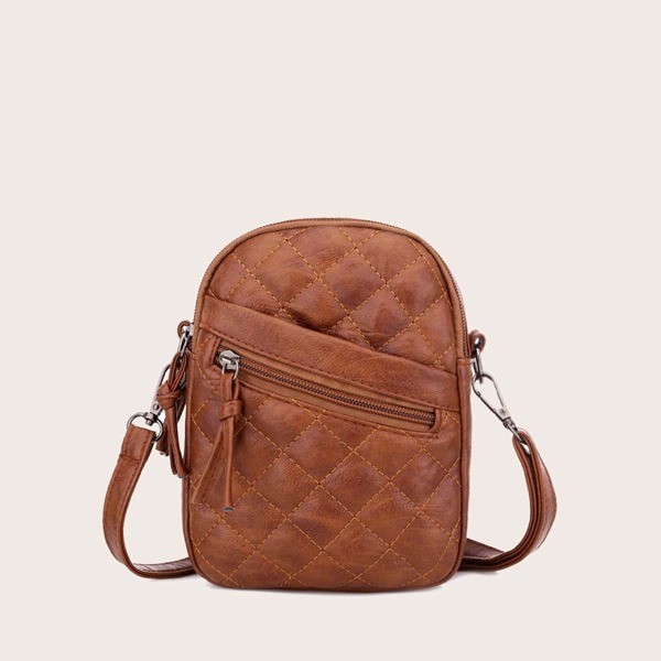 

Quilted Crossbody Bag, Brown