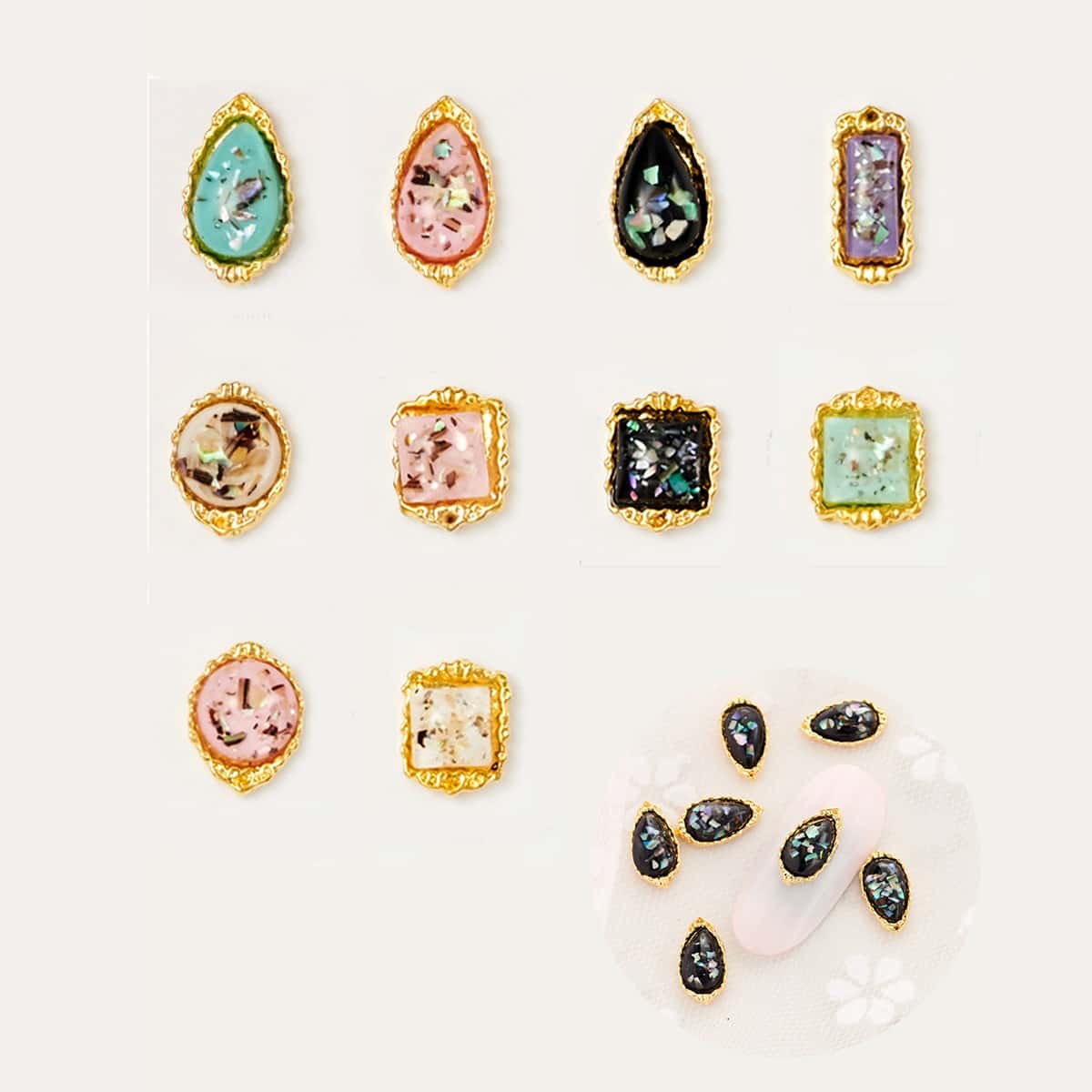 

10pcs Nail Art Decoration, Multicolor