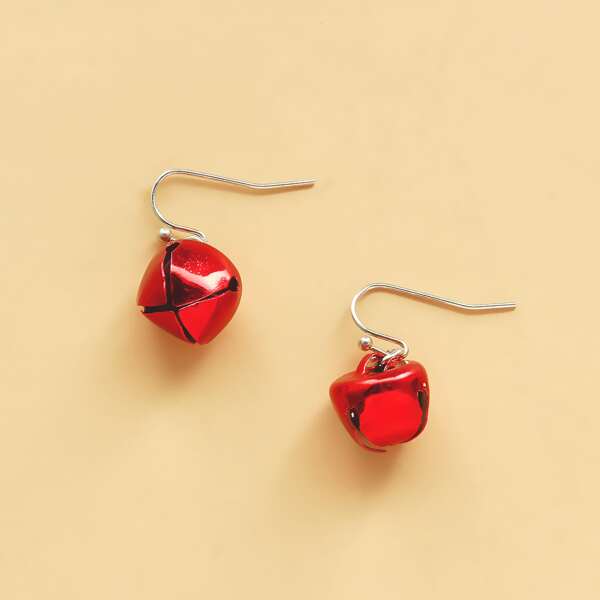 

Girls Bell Charm Drop Earrings, Red