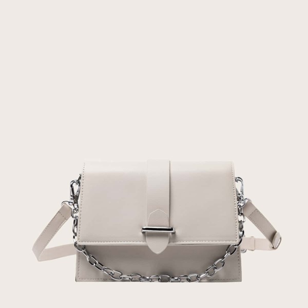 

Chain Handle Flap Shoulder Bag, Beige