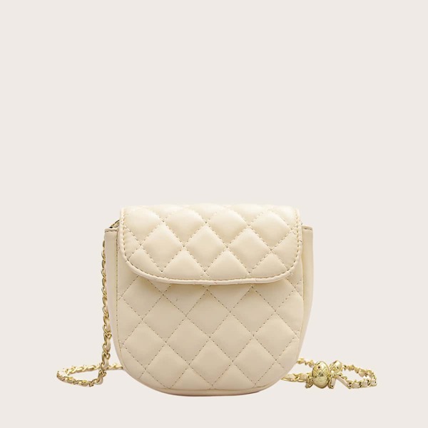 

Mini Quilted Flap Crossbody Bag, White