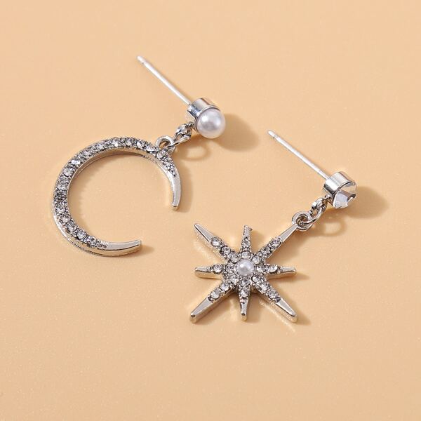 

Star & Moon Charm Drop Earrings, Silver