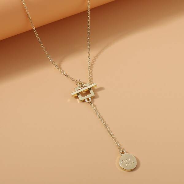

Geometric Disc Charm Necklace, Gold