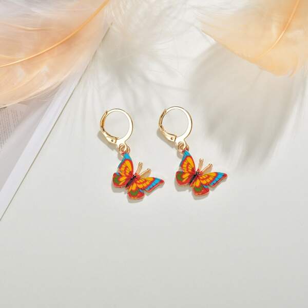 

Girls Butterfly Charm Drop Earrings, Yellow
