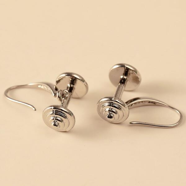 

Dumbbell Charm Drop Earrings, Silver