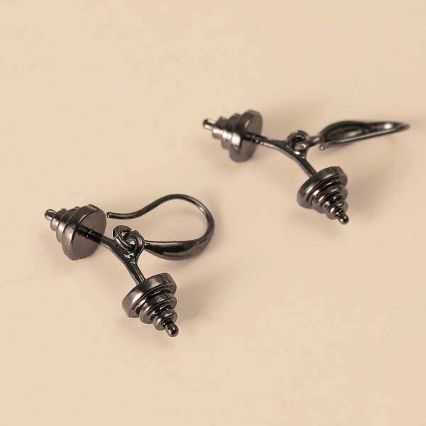

Dumbbell Charm Drop Earrings, Black