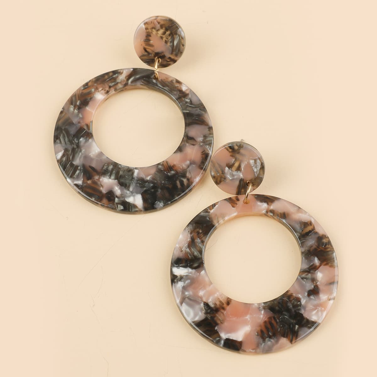 

Hollow Out Round Drop Earrings, Multicolor