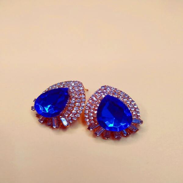

Rhinestone Water Drop Stud Earrings, Blue