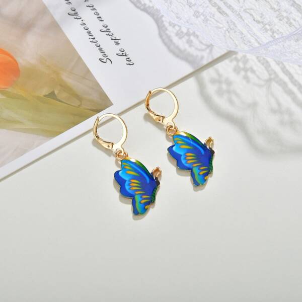 

Butterfly Decor Drop Earrings, Blue