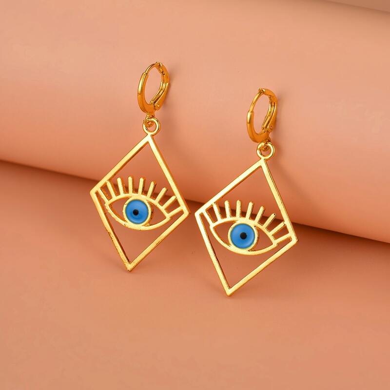 

Geometric Charm Drop Earrings, Gold
