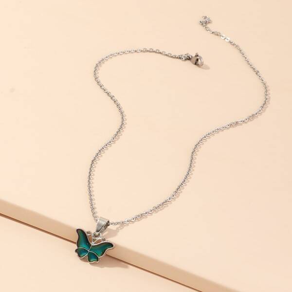 

Girls Butterfly Charm Necklace, Multicolor