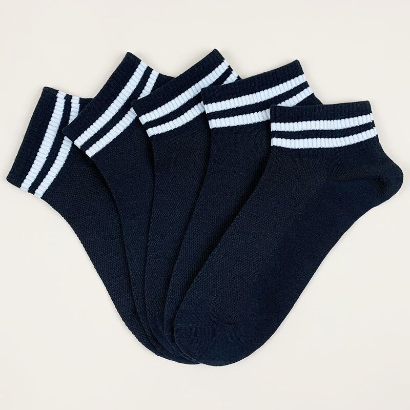 

5pairs Guys Striped Pattern Socks, Black