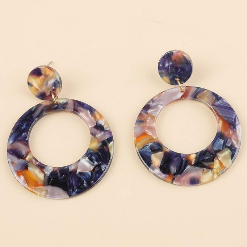

Acetate Round Drop Earrings, Multicolor