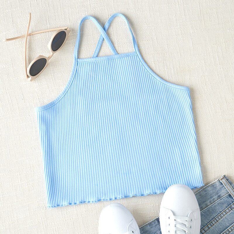 

Solid Ribbed Cami, Mint blue
