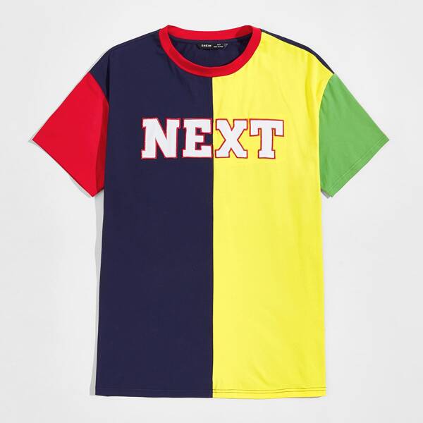 

Men Letter Graphic Colorblock Top, Multicolor