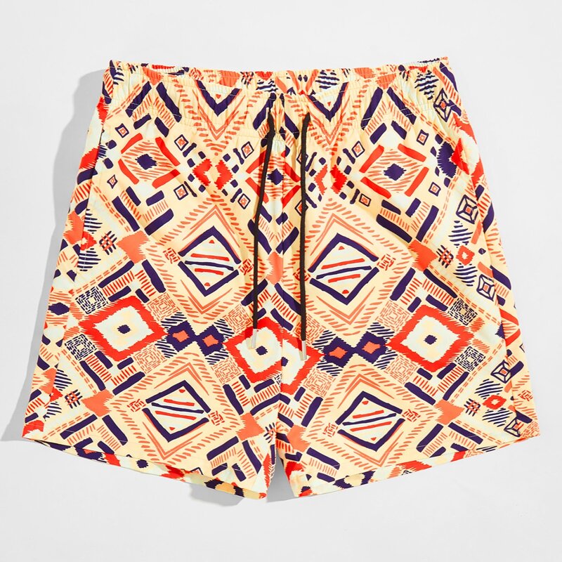 

Guys Pocket Patched Back Drawstring Waist Shorts, Multicolor