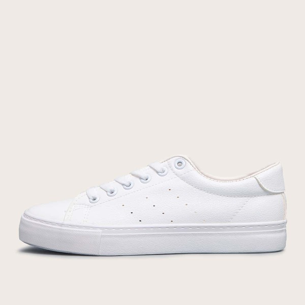 

Lace-up Front Perforated Detail Sneakers, White