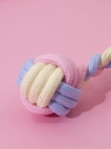 1pc Rope Three Color Barbell Shape Double Knot Dog Chew Toy For Boredom Relief And Teeth Cleaning Suitable For Daily Use - Multicolor - View 3