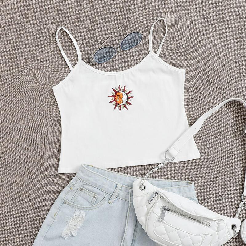 

Sun Graphic White Cami