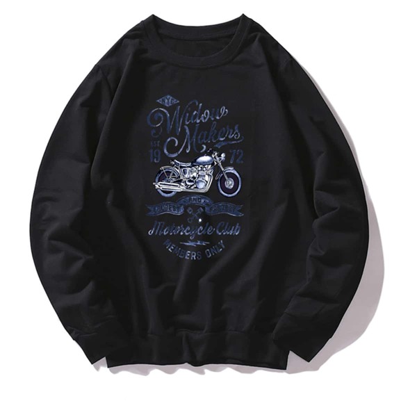 

Men Motorcycle And Letter Graphic Sweatshirt, Black