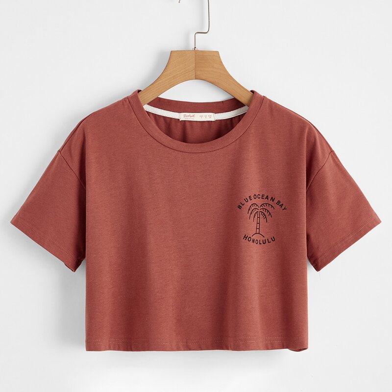 

Letter Graphic Crop Tee, Redwood