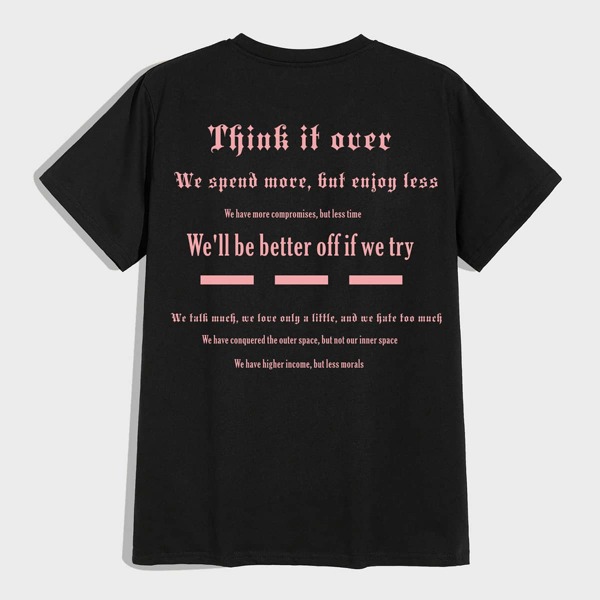 

Men Slogan Graphic Round Neck Tee, Black