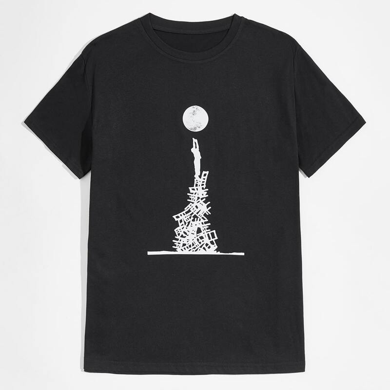 

Guys Moon Graphic Black Tee