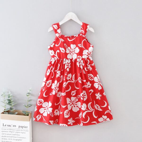 

Girls Floral Print Cami Dress, Red