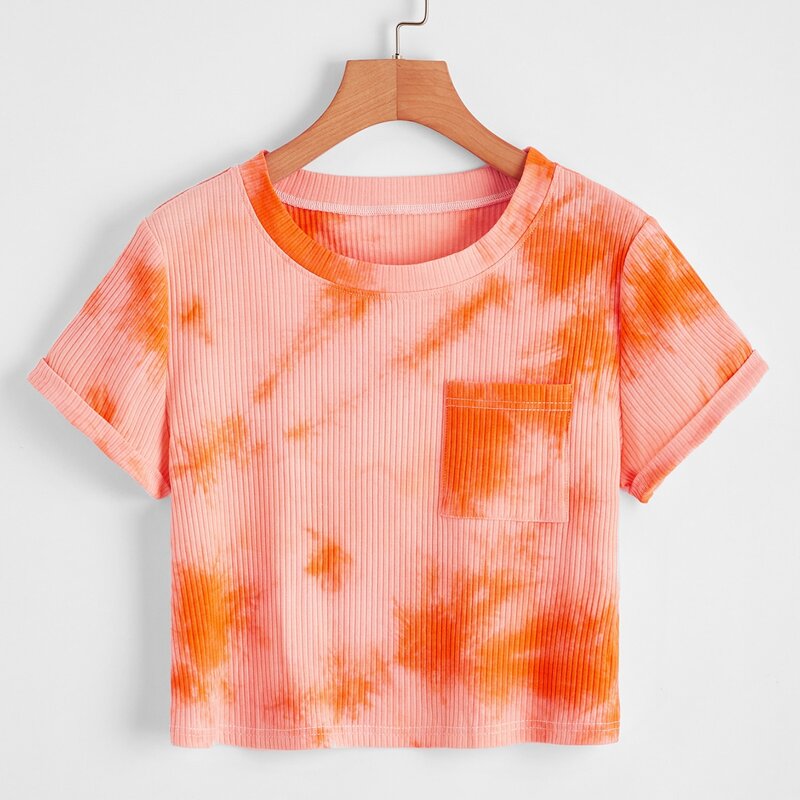 

Ribbed Tie Dye Tee, Orange