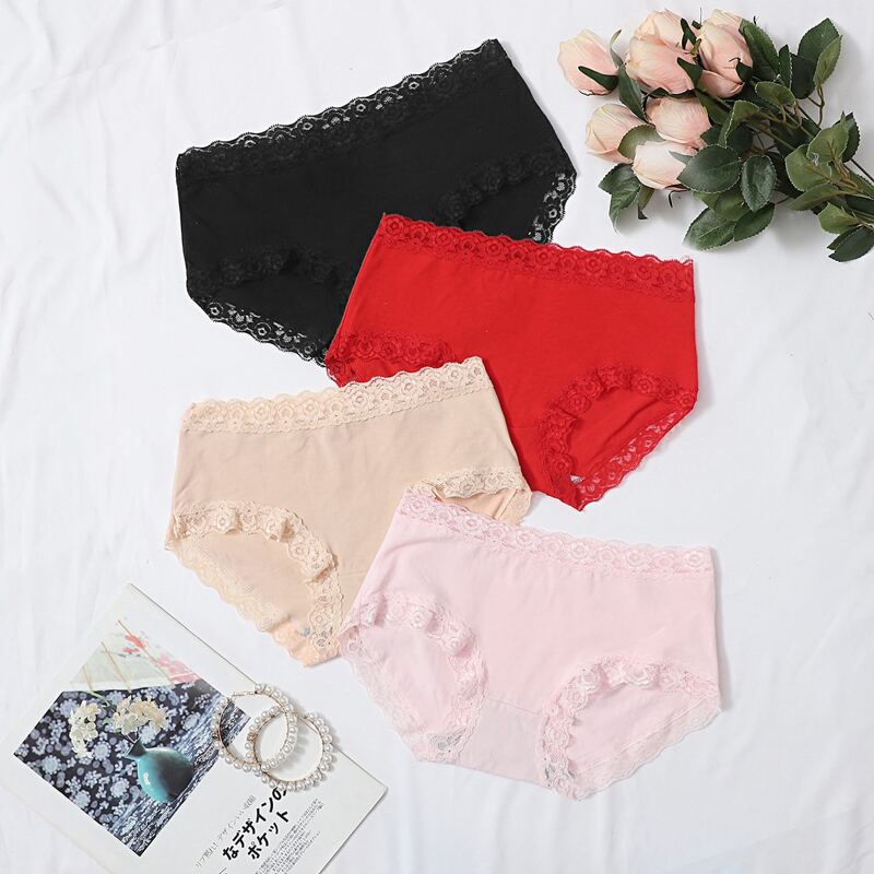 

4pack Lace Trim Panty Set, Multicolor