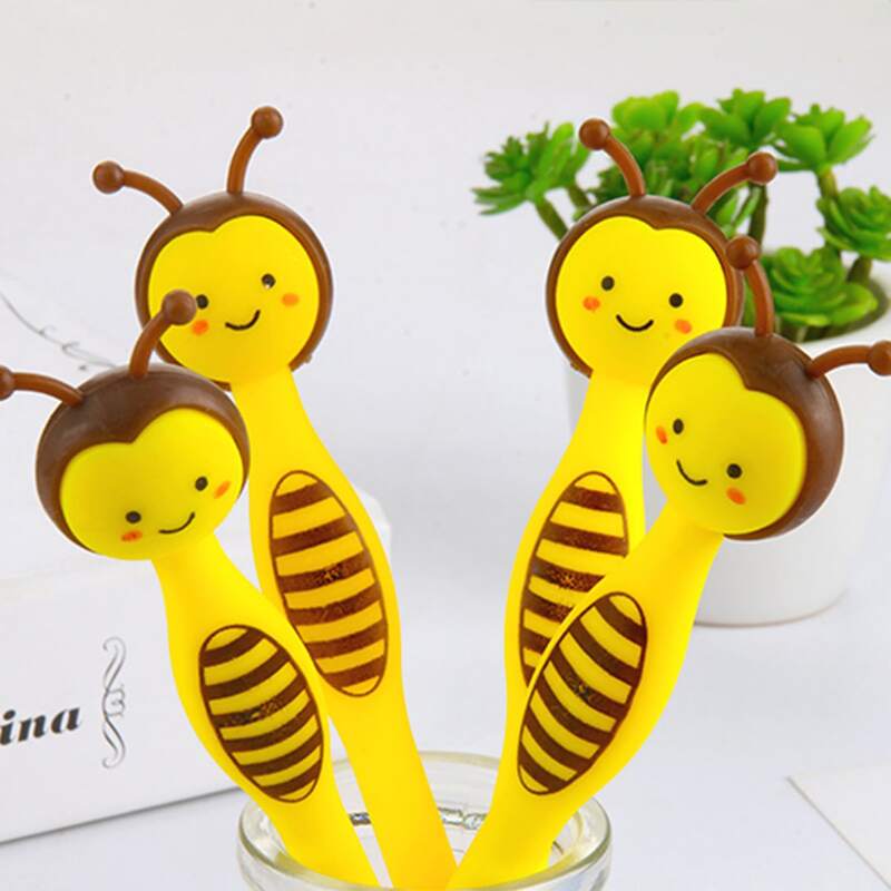 

4pcs Cartoon Bee Gel Pen, Black