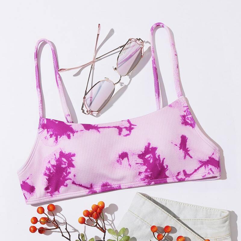 

Tie Dye Rib Bikini Top, Lilac purple