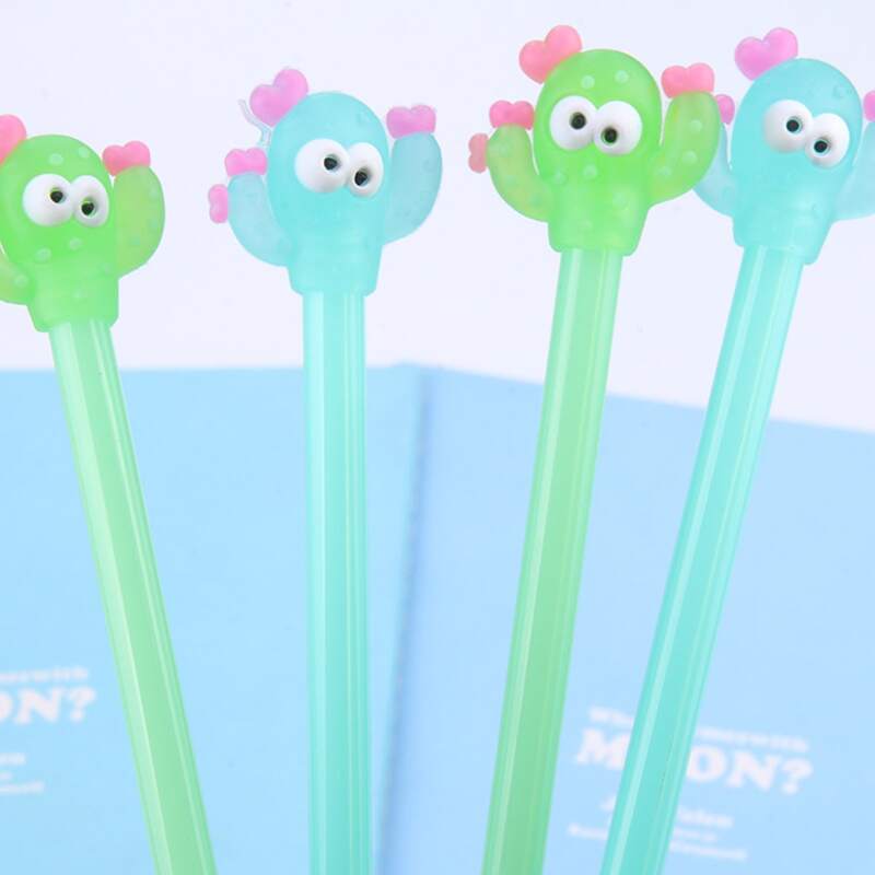 

4pcs Cartoon Cactus Gel Pen, Black