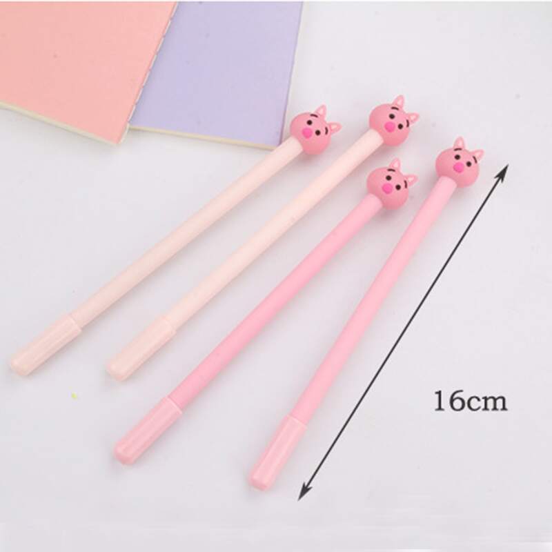 

4pcs Cartoon Pig Gel Pen, Black