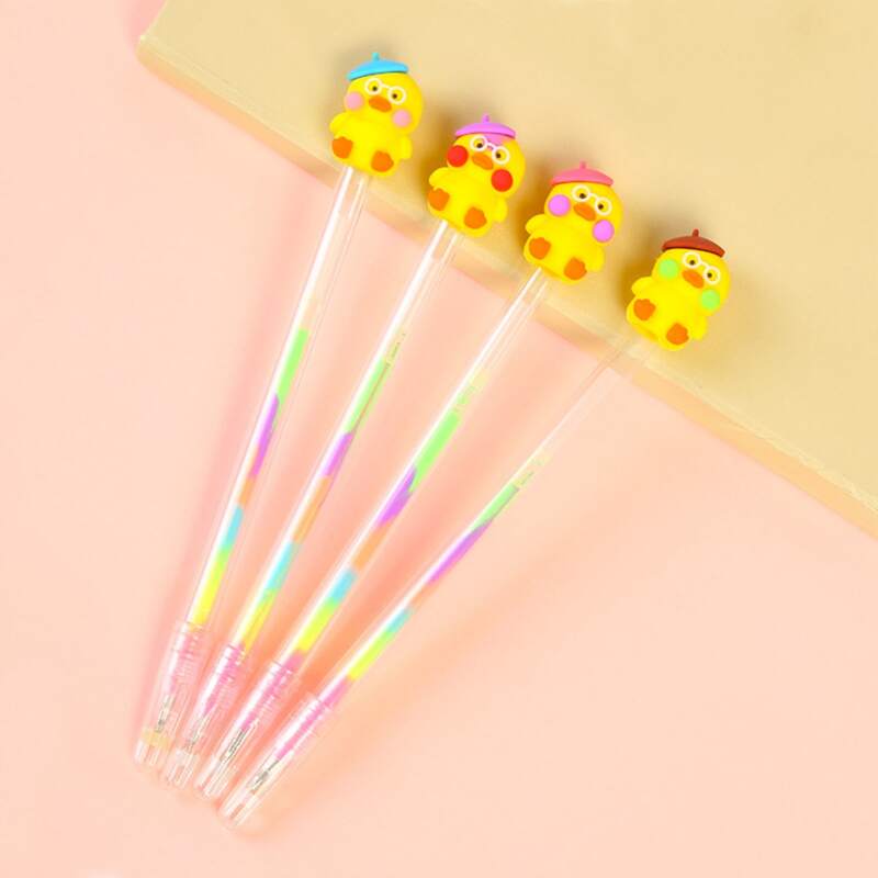 4pcs Cartoon Duck Gel Pen, Black