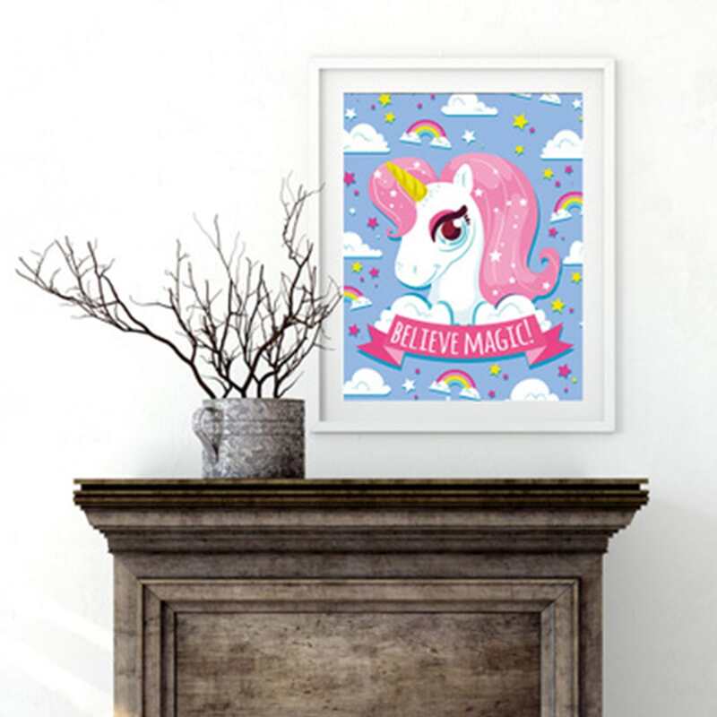 

1pc Rainbow Unicorn Wall Painting, Multicolor