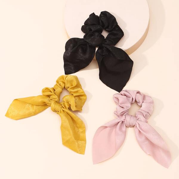 

3pcs Solid Scrunchie Scarf, Multicolor