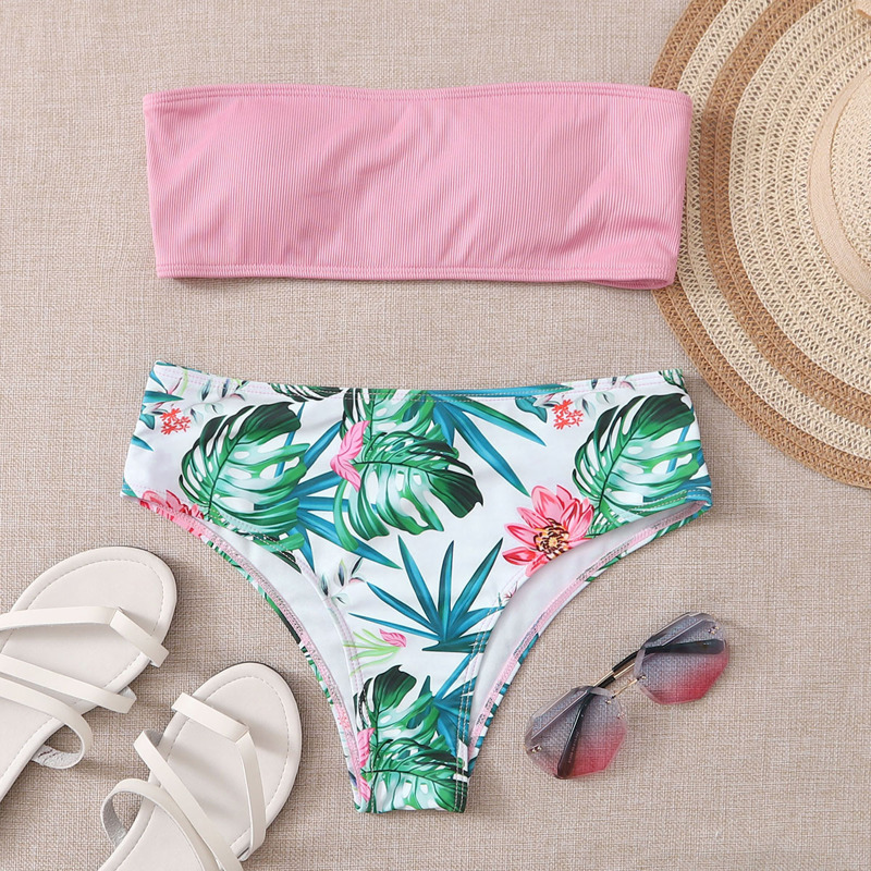 

Tropical Bandeau Bikini Swimsuit, Multicolor