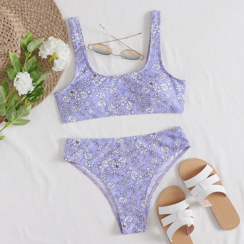 

Ditsy Floral Bikini Swimsuit, Lilac purple