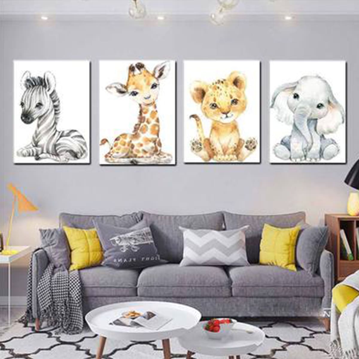 

1pc Cartoon Animal Wall Painting, Multicolor