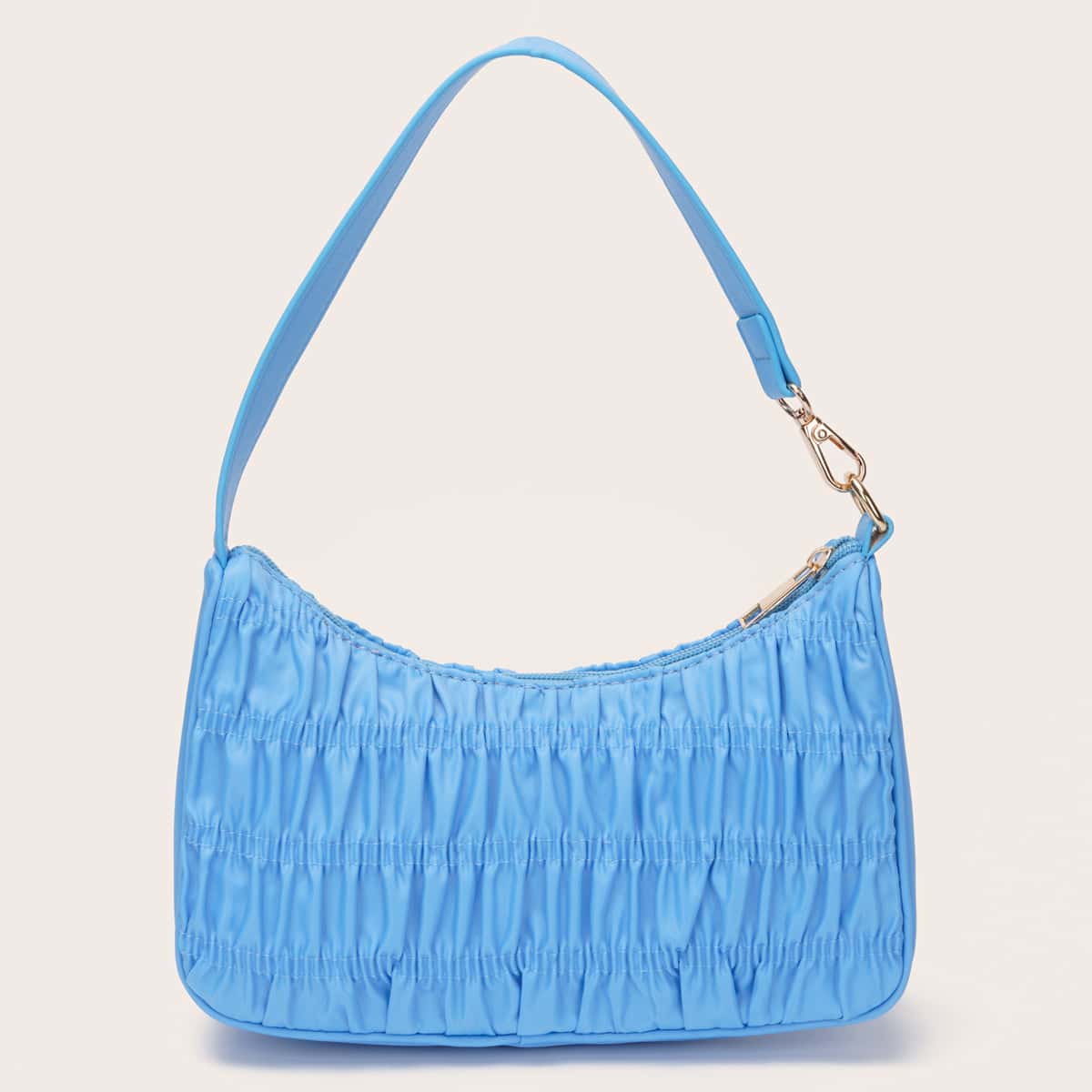 

Ruched Baguette Bag, Blue