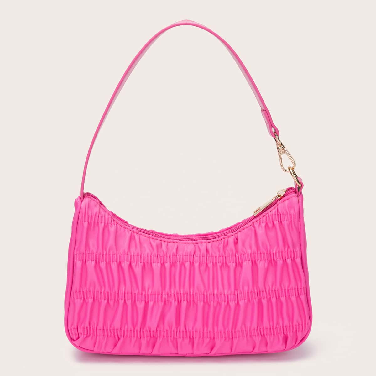 

Ruched Baguette Bag, Hot pink
