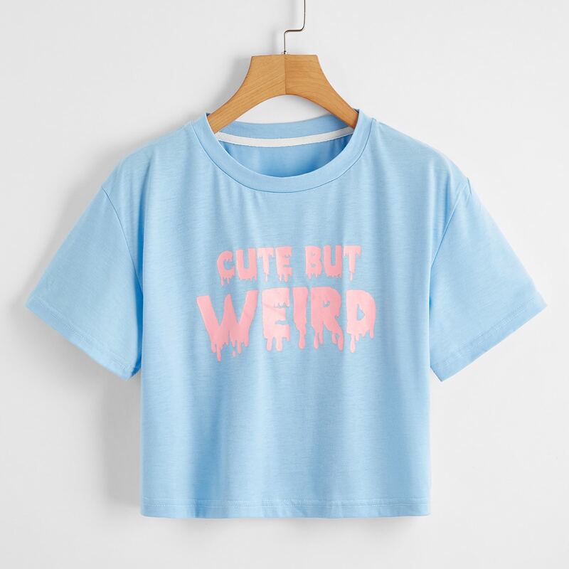 

Slogan Graphic Tee, Baby blue