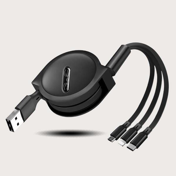 

1pc 2 in 1 Phone Data Cable, Black